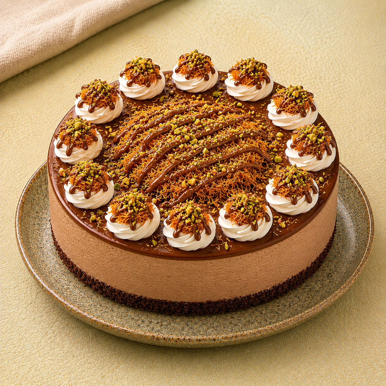 Chocolate Kunafa Cheese Cake